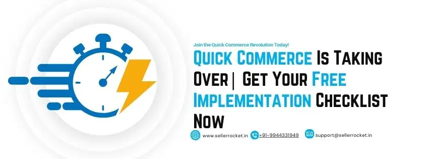 Clock ticking fast with ecommerce icons, showing urgency to adapt to quick commerce.