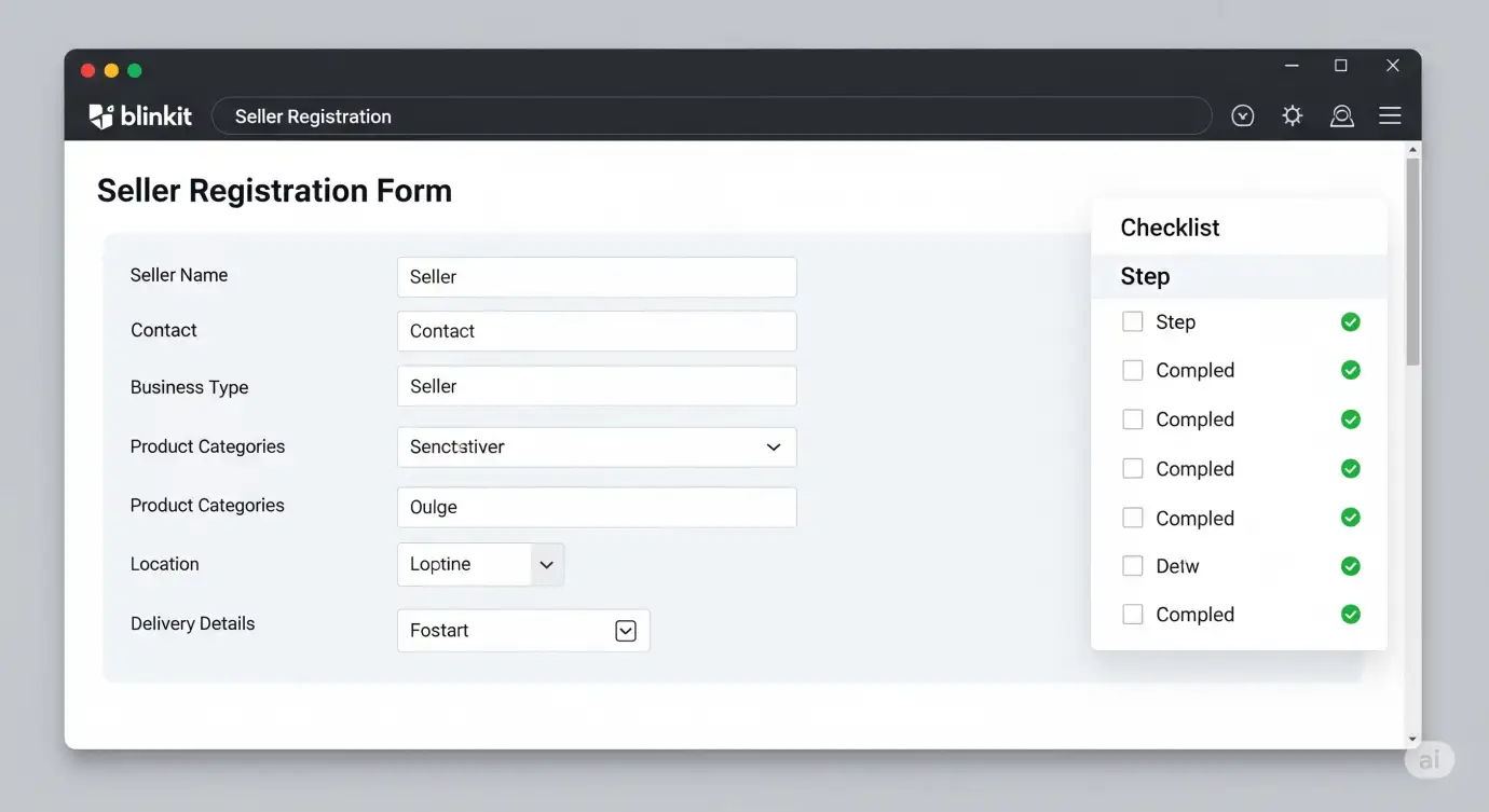 Hero	Screenshot of Blinkit seller portal dashboard showing brand registration screen