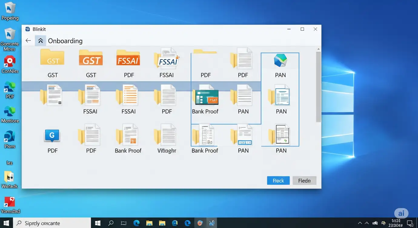 Step-by-step Blinkit onboarding page open in Chrome browser