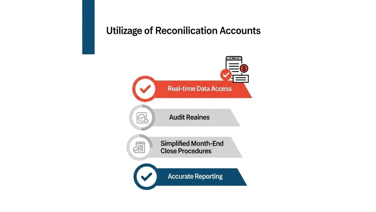 Benefits of SAP reconciliation accounts shown in a visual list
