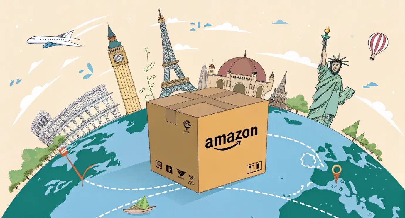 Digital world map showing global e-commerce connections and currency symbols